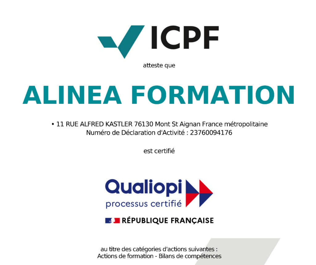 certification qualiopi alinea-formation professionnelle rouen